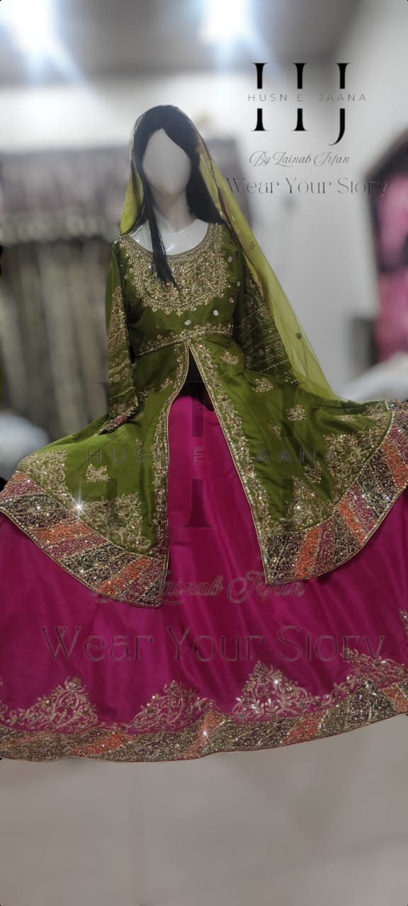 Exquisite Green & Pink Lehenga Set