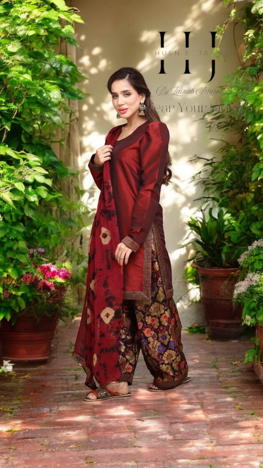 Metallic Red Shalwar Qameez