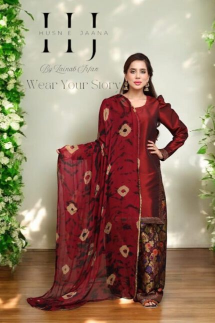 Metallic Red Shalwar Kurta