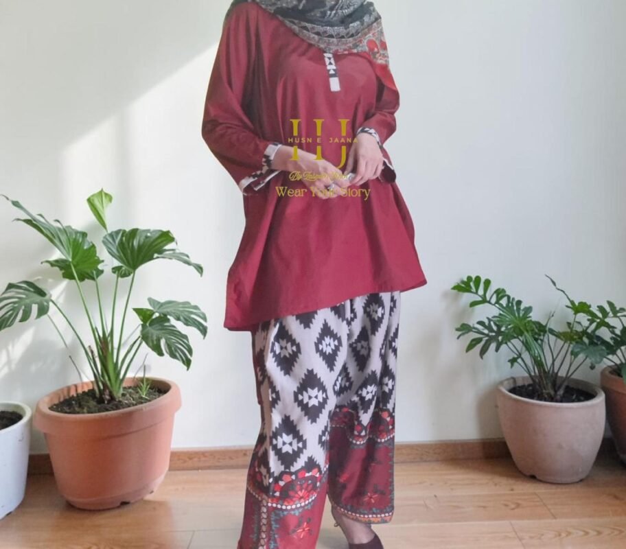 Maroon Printed Farshi Shalwar Lawn 2 Piece set